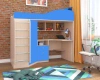 Кровать-чердак Кадет 1 с металлической лестницей Дуб молочный/Голубой 80х190