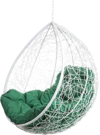 Кресло подвесное без стойки BiGarden "Tropica", белое зелёная подушка