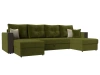 П-образный диван Валенсия Микровельвет 296х155х73 Зеленый