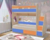 Кровать двухъярусная Юниор-1 Дуб молочный/Голубой/Оранжевый 80х190