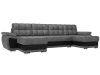 П-образный диван Нэстор Рогожка/Экокожа 328х147х75 Серый/Черный (без декор. подушек)