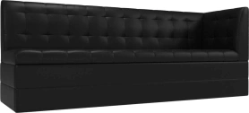 Кухонный диван Бриз с углом Экокожа Черный 181х62х85 (без декор. подушек)
