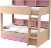 Двухъярусная кровать Golden Kids 1, Дуб молочный/Розовый 90х200