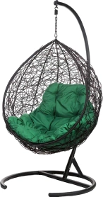 Кресло подвесное со стойкой BiGarden "Tropica", черное зелёная подушка