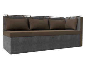 Кухонный диван Метро с углом Рогожка Коричневый/Серый 188х64х88