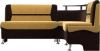 Кухонный диван с правым углом Сидней Микровельвет 172х135х89 Желтый/Коричневый (без декор. подушек)