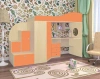 Кровать-чердак Кадет 1 с широкой лестницей Бодега темный/Оранжевый 80х190