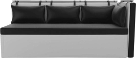 Кухонный диван Метро с углом Экокожа Черный/Белый 188х64х88