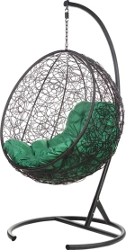 Кресло подвесное со стойкой BiGarden "Kokos", черное зелёная подушка