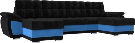 П-образный диван Нэстор Велюр 328х147х75 Черный/Голубой (без декор. подушек)