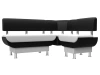 Кухонный диван угловой Альфа Экокожа Черный/Белый 155х124х77 (без декор. подушек)