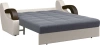 Диван-кровать Мадрид 1.4 серый/беж кожзам/ коричневая накладка 177х107х90 (без декор. подушек)