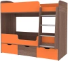 Кровать двухъярусная Малыш Двойняшка Бодего темный/Оранжевый 70х160