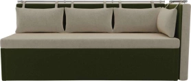 Кухонный диван Метро с углом Микровельвет Бежевый/Зеленый 188х64х88