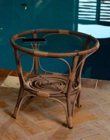 Кофейный столик из искусственного ротанга 60х60х55 какао