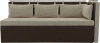 Кухонный диван Метро с углом Микровельвет Бежевый/Коричневый 188х64х88