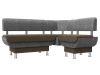 Кухонный диван угловой Альфа Рогожка Коричневый/Серый 155х124х77 (без декор. подушек)