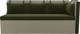 Кухонный диван Метро с углом Микровельвет Зеленый/Бежевый 188х64х88