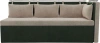 Кухонный диван Метро с углом Велюр Бежевый/Зеленый 188х64х88