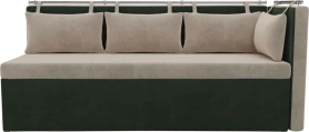 Кухонный диван Метро с углом Велюр Бежевый/Зеленый 188х64х88