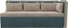 Кухонный диван Метро с углом Велюр Бежевый/Бирюзовый 188х64х88