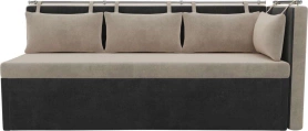 Кухонный диван Метро с углом Велюр Бежевый/Серый 188х64х88
