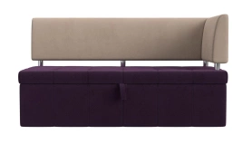 Кухонный диван Стоун Велюр 182х65х87 правый фиолетовый/бежевый (без декор. подушек)