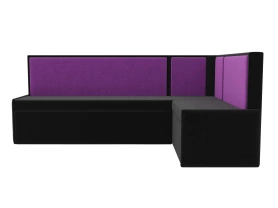 Кухонный диван угловой Кристина 191х130х85 Микровельвет черный/фиолетовый (без декор. подушек)