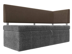 Кухонный прямой диван Стоун с углом Рогожка Серый/Коричневый 182х65х87 (без декор. подушек)