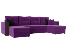 П-образный диван Валенсия Микровельвет 296х155х73 Фиолетовый