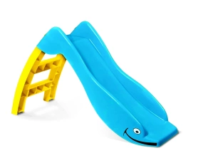 Горка игровая Дельфин 122х43х69 голубой/желтый