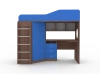 Кровать-чердак Кадет 1 с металлической лестницей Бодега темный/Голубой 80х190