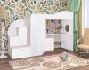 Кровать-чердак Кадет 1 с широкой лестницей Дуб молочный/Розовый 80х190
