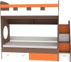 Кровать двухъярусная Юниор-1 Бодега/Оранжевый/Белый 80х190