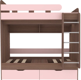 Кровать двухъярусная Юниор-5 Бодега/Розовый 80х190