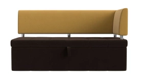 Кухонный диван Стоун Велюр 182х65х87 правый коричневый/желтый (без декор. подушек)