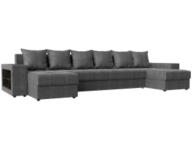 П-образный диван Дубай Рогожка 352х163х90 Серый (без декор. подушек)