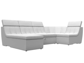 П-образный модульный диван Холидей Люкс Экокожа 320х181х91 Белый (без декор. подушек)