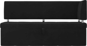 Кухонный прямой диван Стоун с углом Велюр Черный 182х65х87 (без декор. подушек)