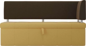 Кухонный прямой диван Стоун с углом Микровельвет Желтый/Коричневый 182х65х87 (без декор. подушек)