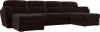 П-образный диван Бостон Велюр Черный 365х155х103 (без декор. подушек)