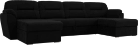 П-образный диван Бостон Микровельвет Черный 365х155х103 (без декор. подушек)