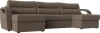 П-образный диван Форсайт Рогожка 293х151х92 Серый/Коричневый (без декор. подушек)