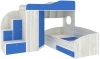 Кровать-чердак Кадет 2 с широкой лестницей Винтерберг/Голубой 90х200