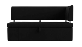 Кухонный диван Стоун Велюр 182х65х87 правый черный (без декор. подушек)