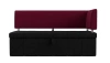 Кухонный диван Стоун Велюр 182х65х87 правый черный/бордовый (без декор. подушек)