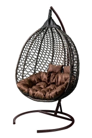 Кресло подвесное двойное Фиджи 130х110х195 коричневый/подушка коричневая
