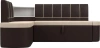 Кухонный диван с левым углом Тефида Экокожа 205х144х84 Бежевый/Коричневый (без декор. подушек)
