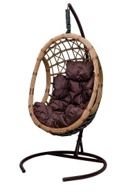 Кресло подвесное Ривьера 102х126х205 коричневый/бежевый/подушка коричневая