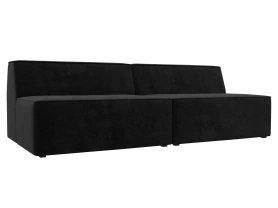 Модульный диван Монс 220х110х70 Велюр черный (без декор. подушек)